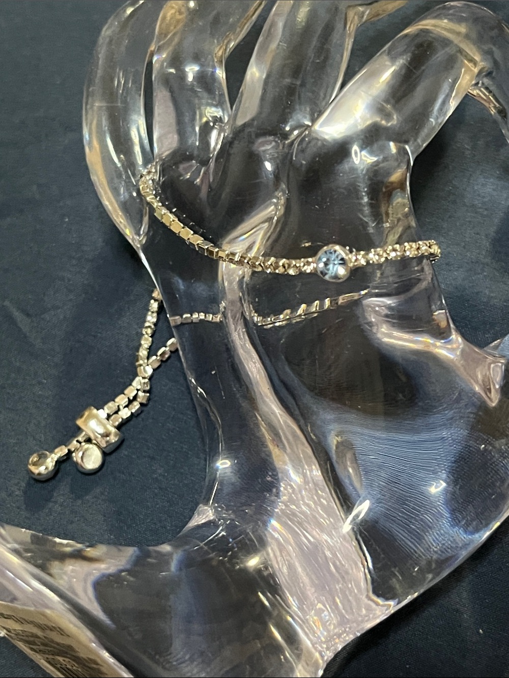 Delicate Gold-Tone Bracelet with Clear Crystal Accent